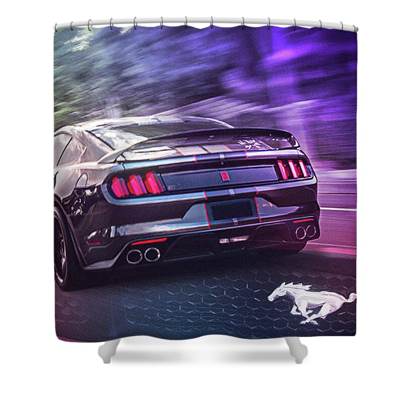 Ford Mustang Shower Curtain featuring the digital art Art - Epic Ford Mustang by Matthias Zegveld
