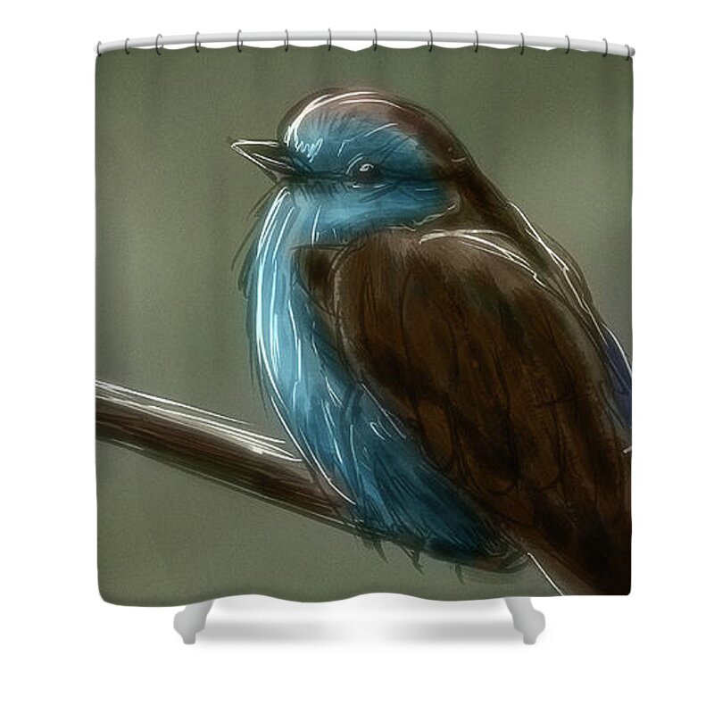 Birds Shower Curtain featuring the digital art Art - Little Bird by Matthias Zegveld