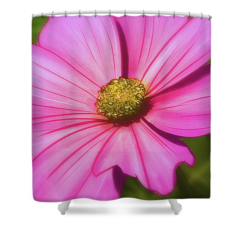 Flowers Shower Curtain featuring the digital art Art - Pink Flower by Matthias Zegveld