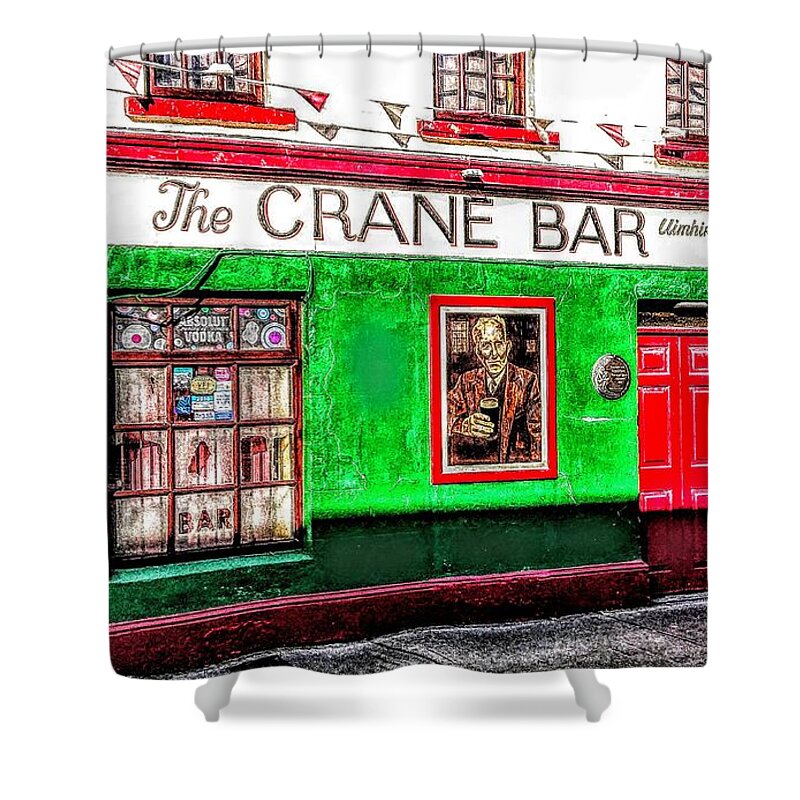 Crane Pub Galway Ireland Shower Curtain featuring the painting Art print of crane pub Galway Ireland by Mary Cahalan Lee - aka PIXI