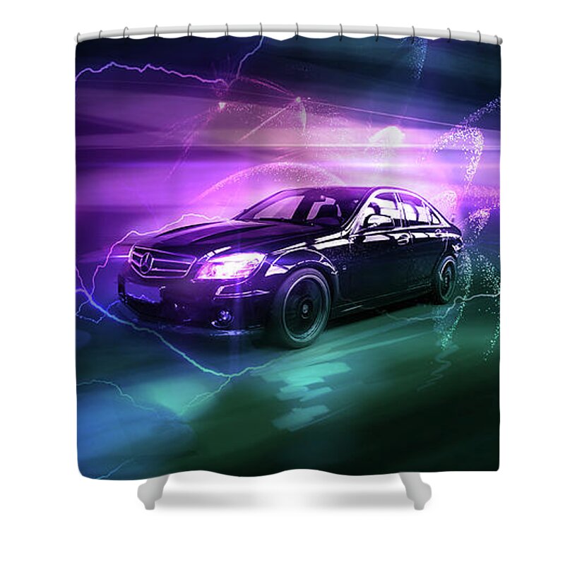 Mercedes Shower Curtain featuring the digital art Art - The Awesome Mercedes by Matthias Zegveld