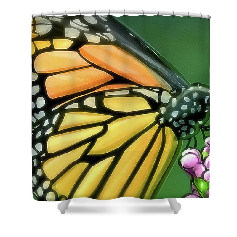 Butterflies Shower Curtain featuring the digital art Art - Wonderful Butterfly by Matthias Zegveld