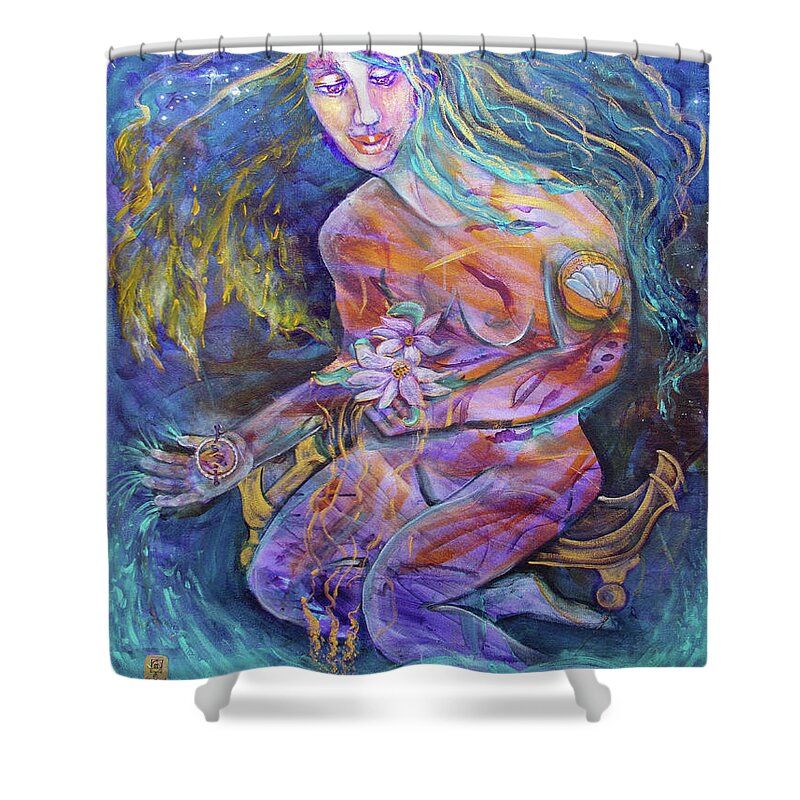 Healing Shower Curtain featuring the painting Artifact of Healing by Feather Redfox