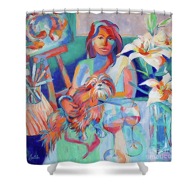 Day Dreaming Shower Curtain featuring the painting Artist Reverie by Jyotika Shroff