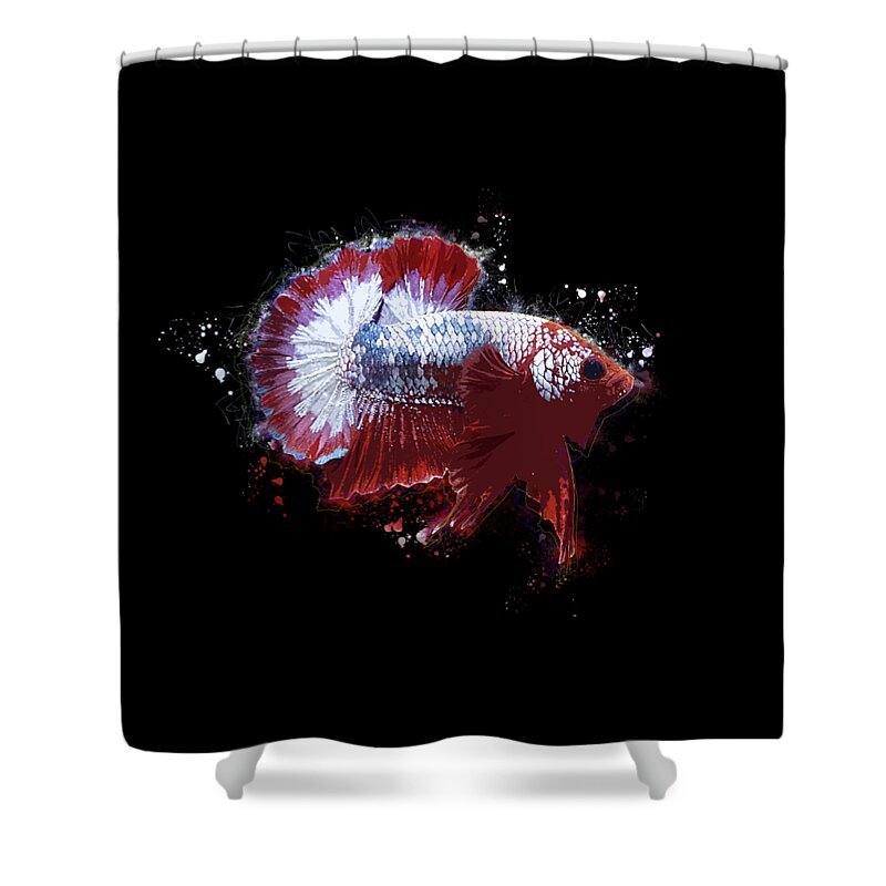 Artistic Shower Curtain featuring the digital art Artistic FCCP Betta Fish by Sambel Pedes