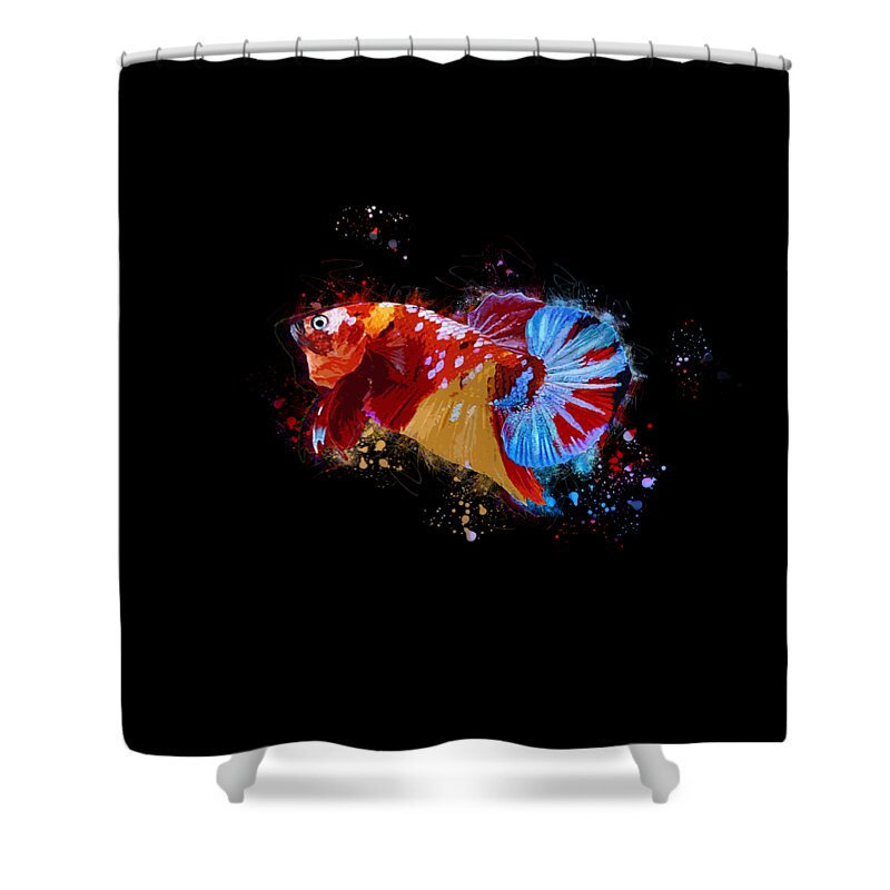 Artistic Shower Curtain featuring the digital art Artistic Nemo Multicolor Betta Fish by Sambel Pedes