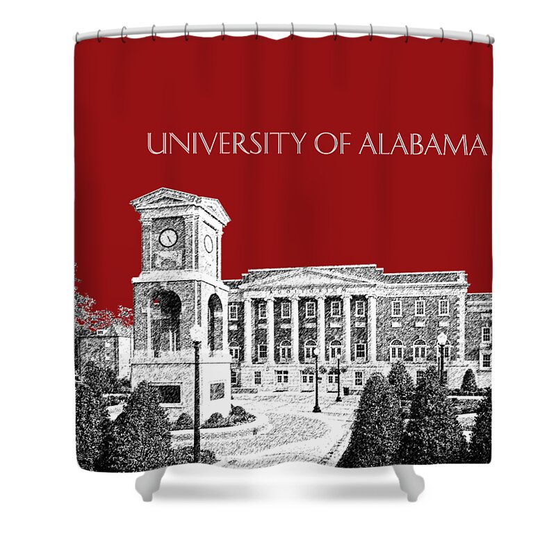 University Shower Curtain featuring the digital art University of Alabama #2 - Dark Red by DB Artist