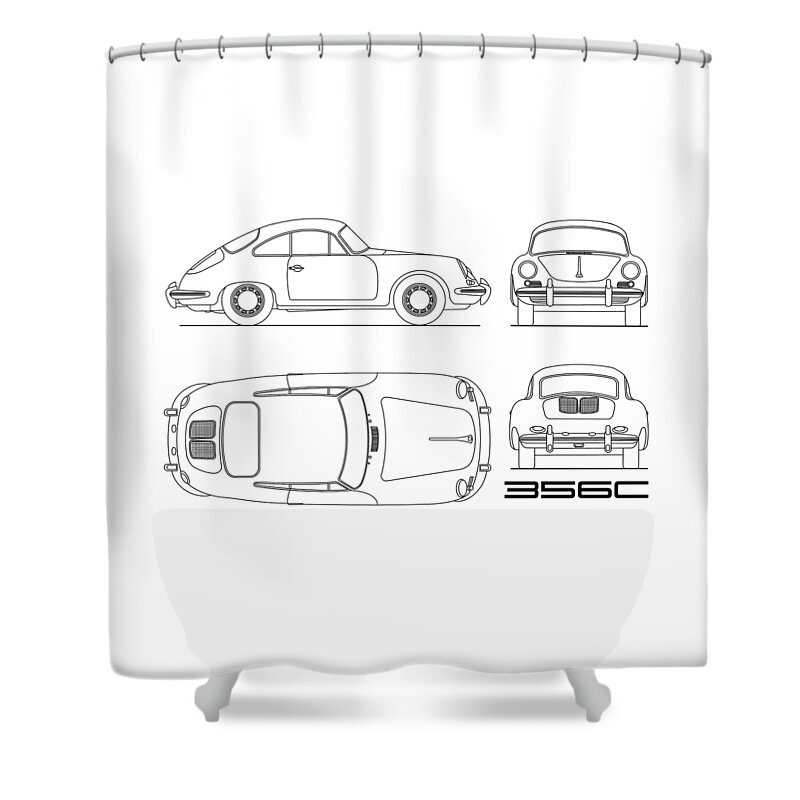Porsche Shower Curtain featuring the photograph The 356 C Blueprint by Mark Rogan