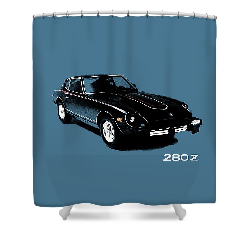 Datsun Shower Curtain featuring the photograph Datsun 280Z by Mark Rogan