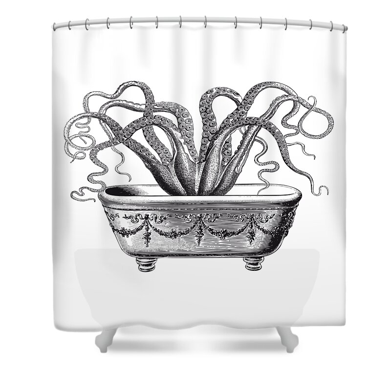 Octopus Shower Curtain featuring the digital art Tentacles in the Tub by Eclectic at Heart