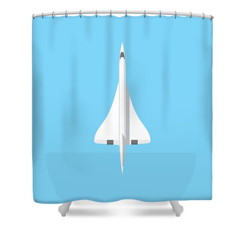 Concorde Shower Curtain featuring the digital art Concorde jet airliner - Sky by Organic Synthesis