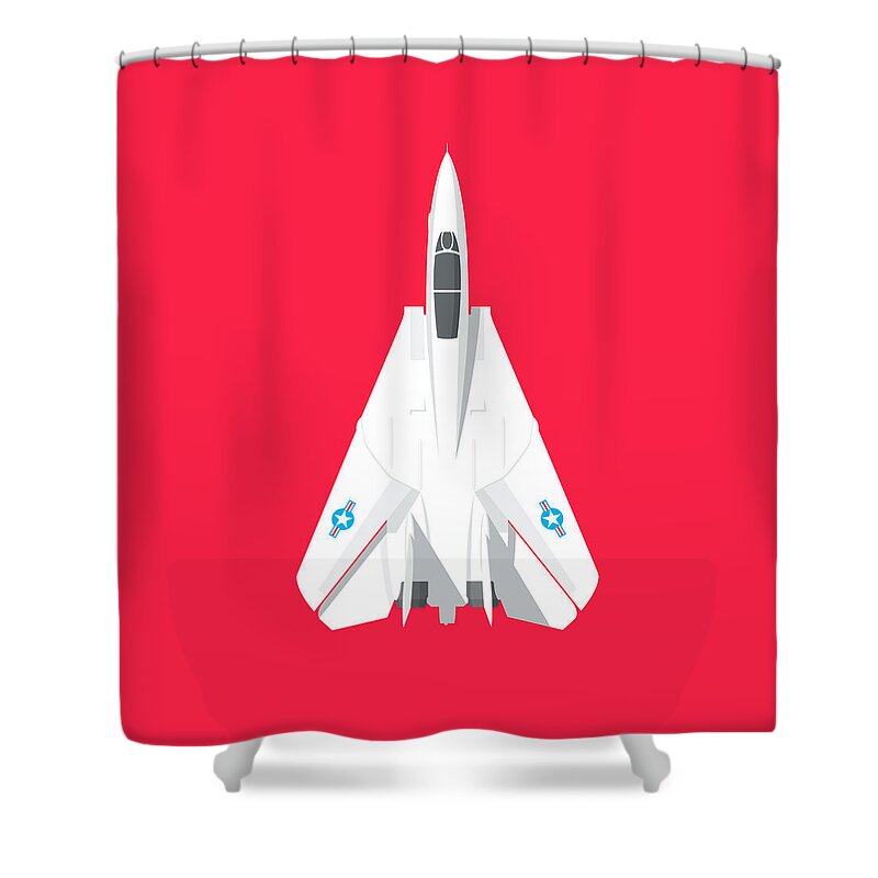 Jet Shower Curtain featuring the digital art F-14 Tomcat Fighter Jet Aircraft - Crimson by Organic Synthesis