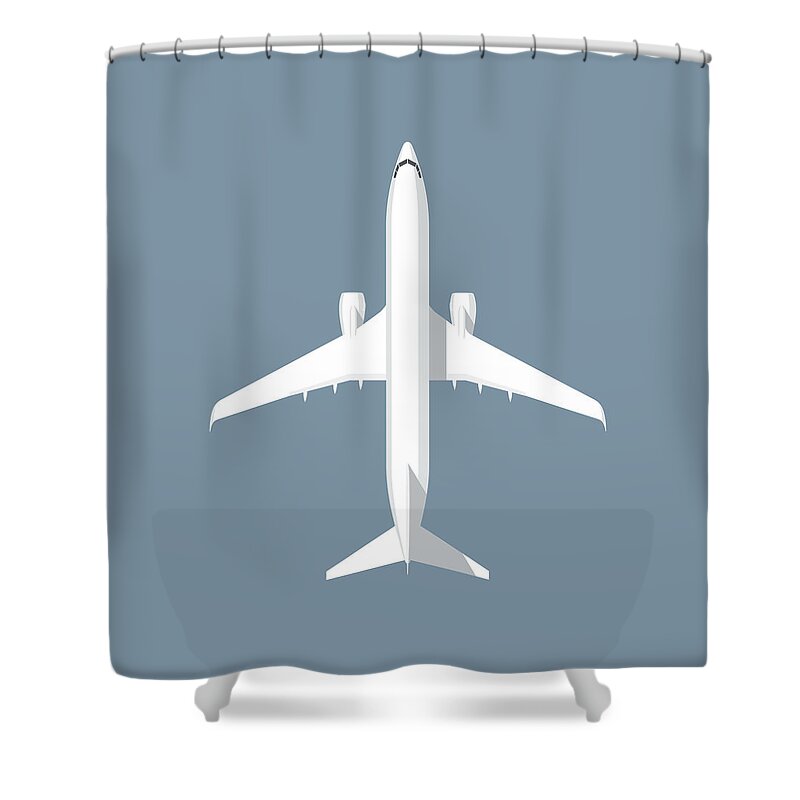 Airplane Shower Curtain featuring the photograph 737 Passenger Jet Airliner Aircraft - Slate by Organic Synthesis