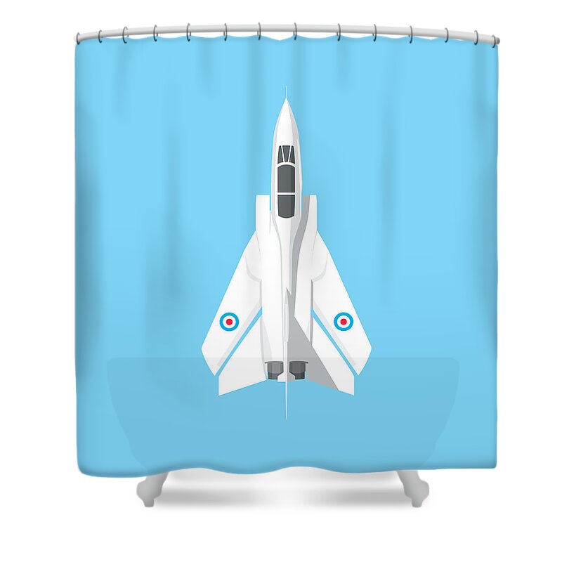 Aircraft Shower Curtain featuring the digital art Tornado Swing Wing Jet - Sky by Organic Synthesis