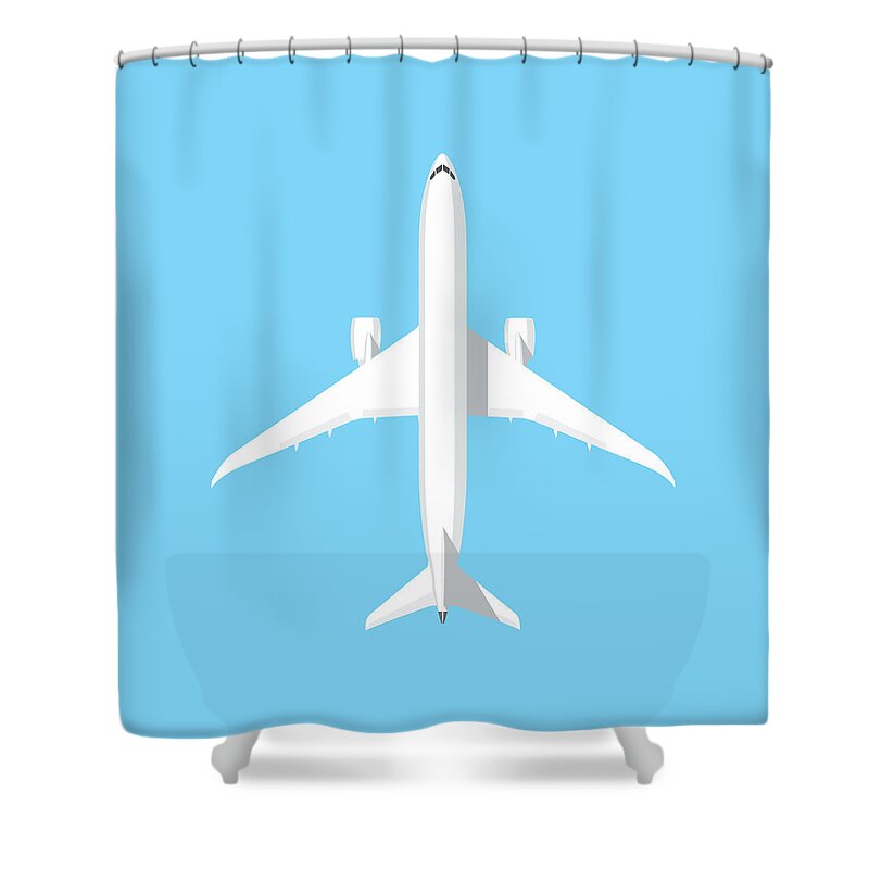 Poster Shower Curtain featuring the digital art 787 Passenger Jet Airliner Aircraft - Sky by Organic Synthesis
