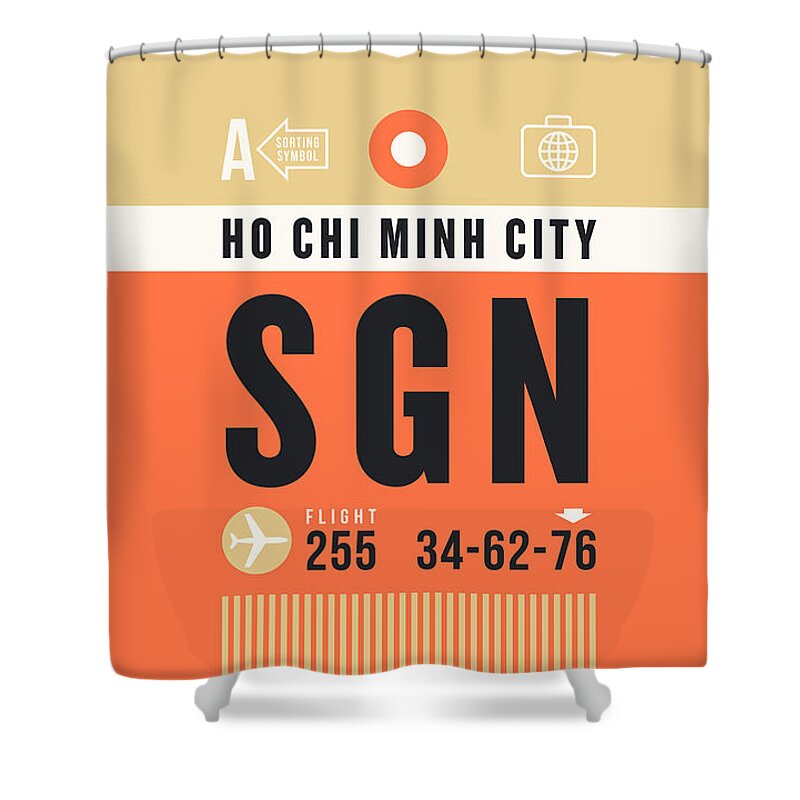 Airline Shower Curtain featuring the digital art Luggage Tag A - SGN Ho Chi Minh City Vietnam by Organic Synthesis