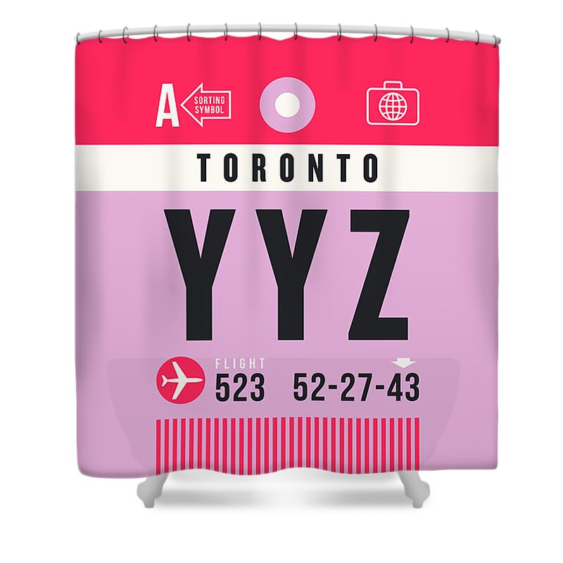 Airline Shower Curtain featuring the digital art Luggage Tag A - YYZ Toronto Canada by Organic Synthesis