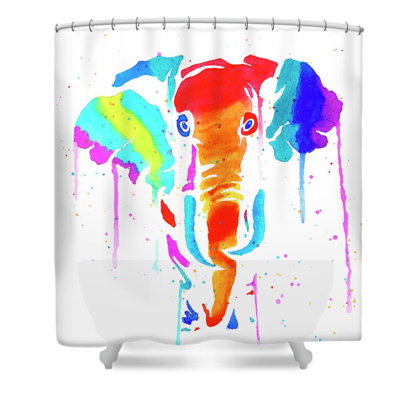 Elephant Shower Curtain featuring the painting Elephant Drip Art by Deborah League