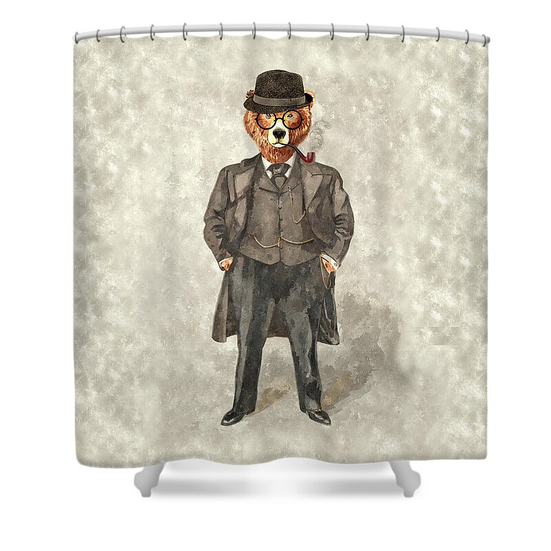 Bear Shower Curtain featuring the digital art The BEARister by Doreen Erhardt