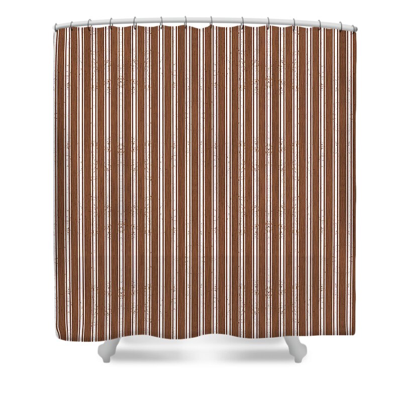 Home Shower Curtain featuring the painting Farmhouse Ticking Pattern - Mocha - Art by Jen Montgomery by Jen Montgomery