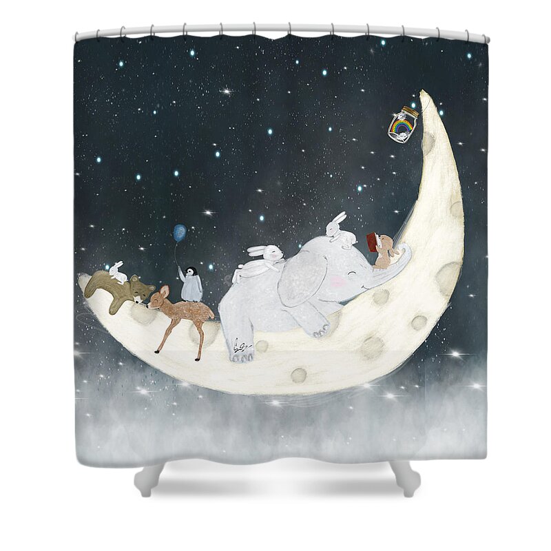 Childrens Shower Curtain featuring the painting A Little Bedtime Story by Bri Buckley