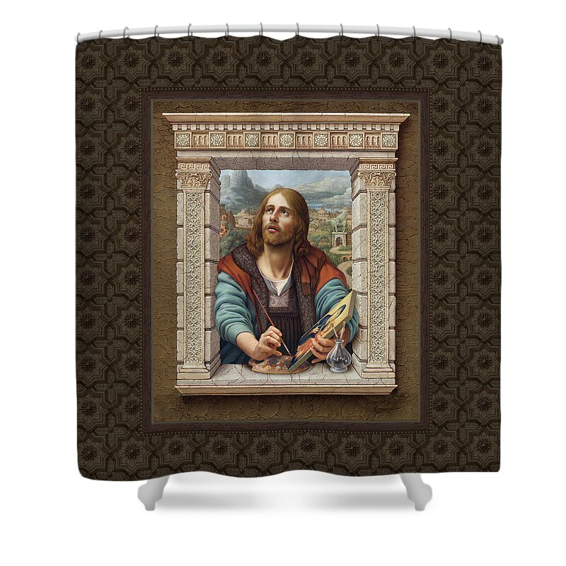 Christian Art Shower Curtain featuring the painting St. Luke 2 by Kurt Wenner