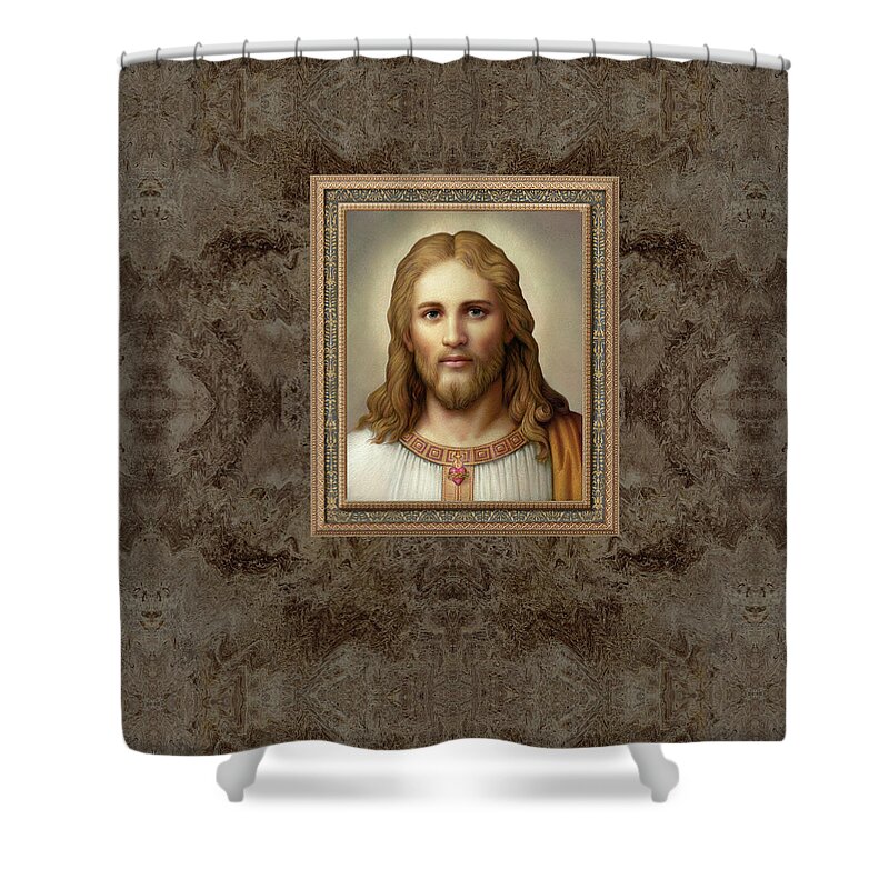 Christian Art Shower Curtain featuring the painting Christ with Sacred Heart by Kurt Wenner
