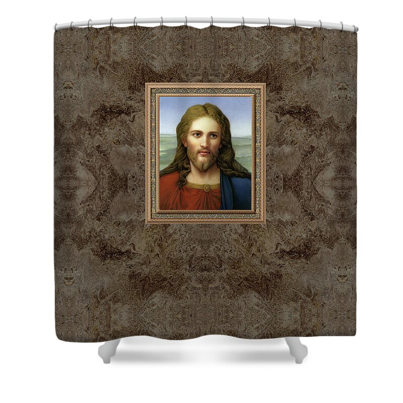 Christian Art Shower Curtain featuring the painting Christ in Red and Blue by Kurt Wenner
