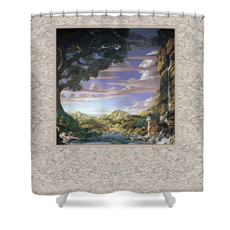 Landscape Shower Curtain featuring the painting Paradise by Kurt Wenner