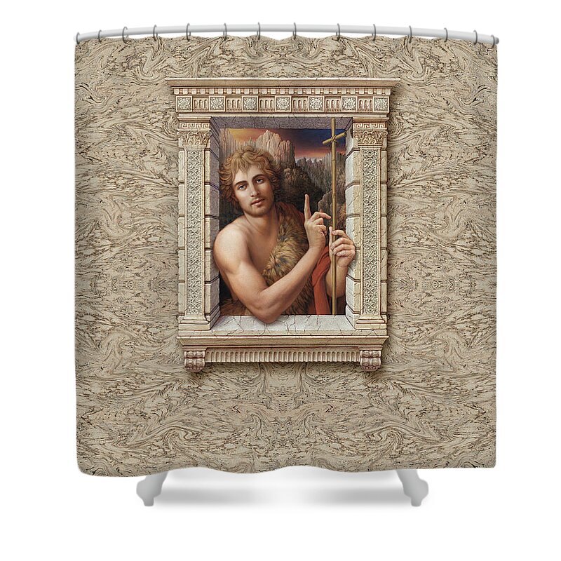 Christian Art Shower Curtain featuring the painting St. John the Baptist by Kurt Wenner