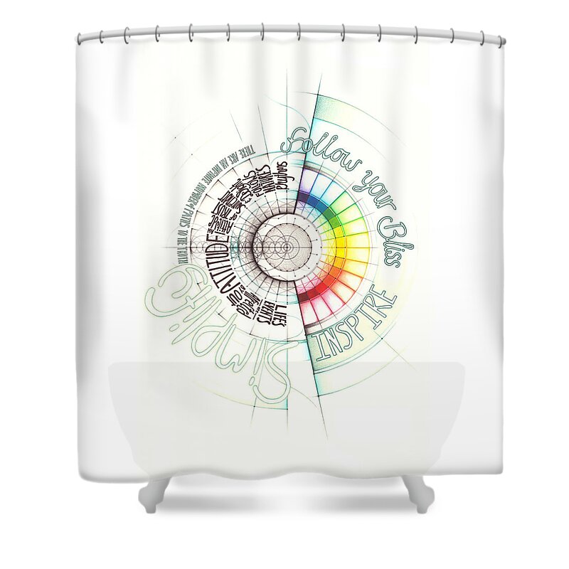 Inspiration Shower Curtain featuring the drawing Intuitive Geometry Inspirational - Follow your Bliss... by Nathalie Strassburg