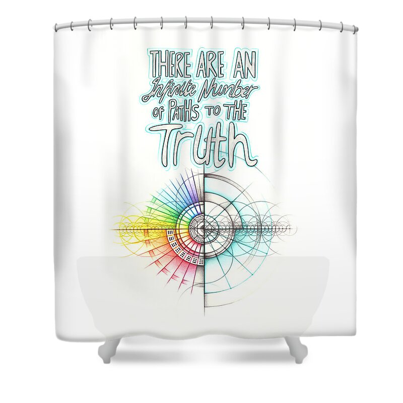 Truth Shower Curtain featuring the drawing Intuitive Geometry Inspirational - There are an Infinite Number of Paths to the Truth by Nathalie Strassburg