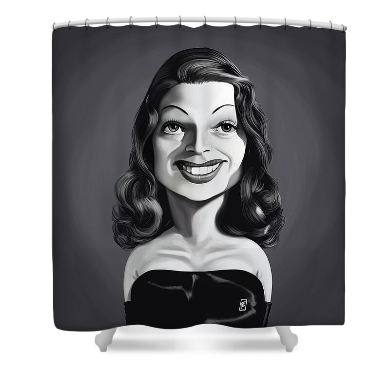 Illustration Shower Curtain featuring the digital art Celebrity Sunday - Rita Hayworth by Rob Snow