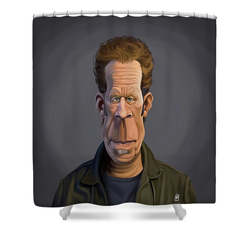 Caricature Shower Curtain featuring the digital art Celebrity Sunday - Tom Waits by Rob Snow