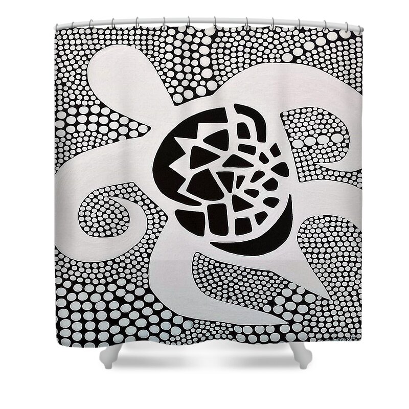 Sea Turtle Shower Curtain featuring the painting Turtle Life by Peter Johnstone