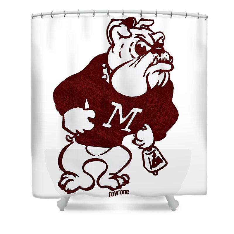 Mississippi Shower Curtain featuring the mixed media 1973 Mississippi State Bulldog by Row One Brand