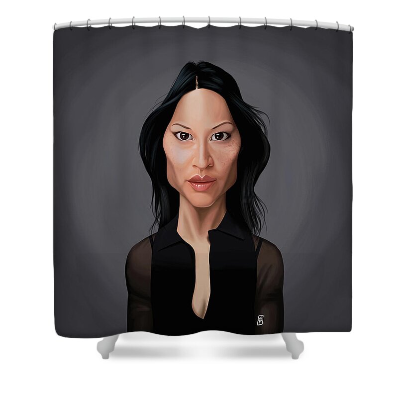 Illustration Shower Curtain featuring the digital art Celebrity Sunday - Lucy Liu by Rob Snow