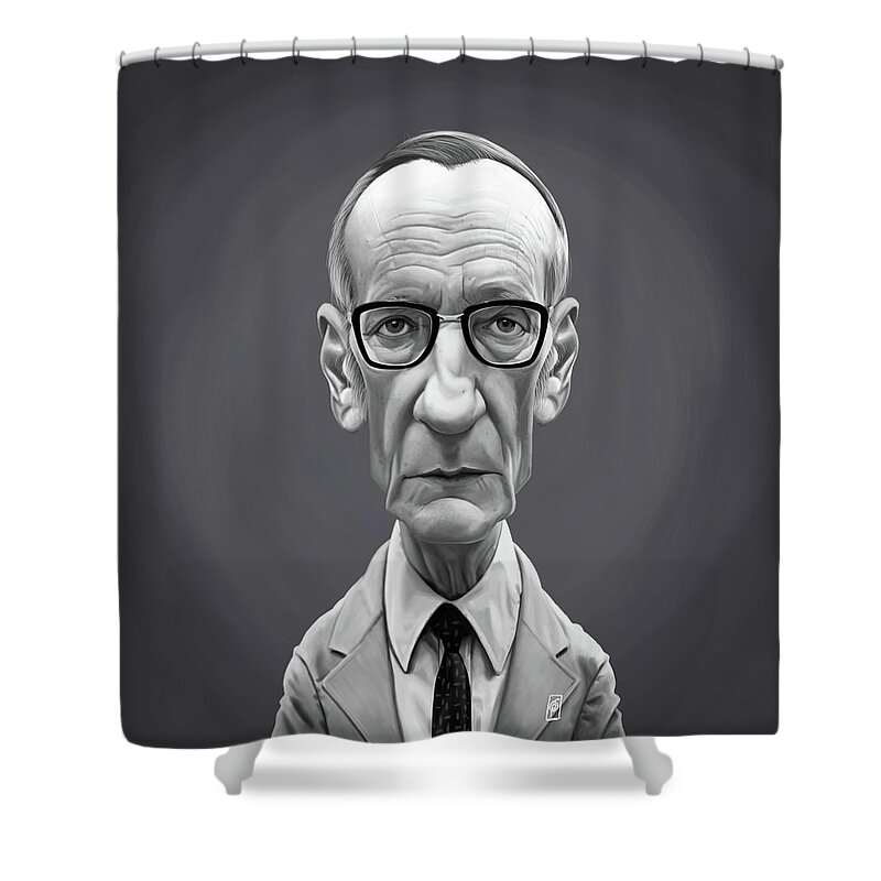 Illustration Shower Curtain featuring the digital art Celebrity Sunday - William Burroughs by Rob Snow