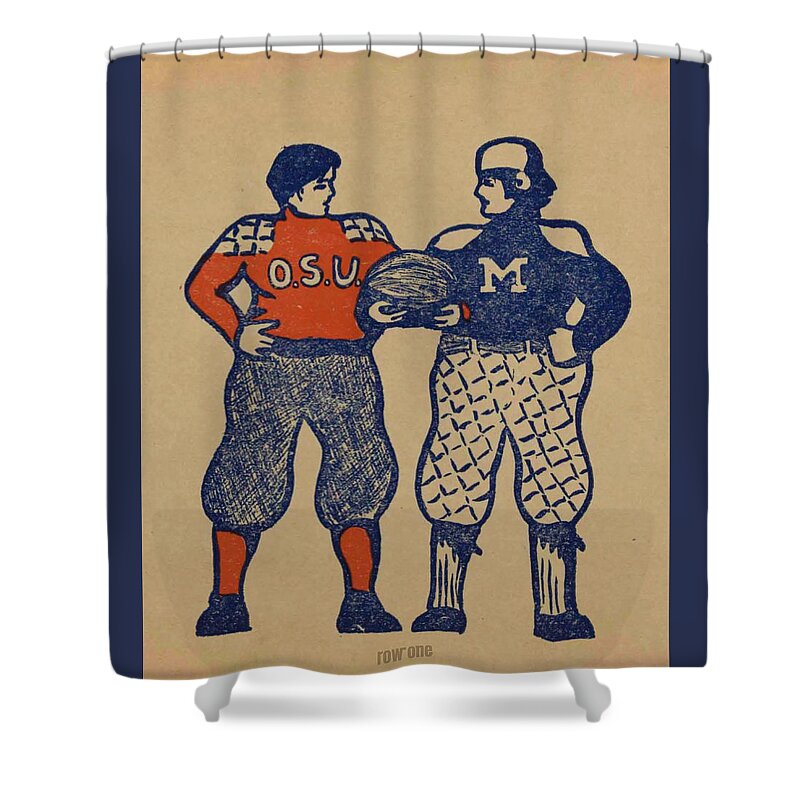 Michigan Shower Curtain featuring the mixed media 1901 Michigan vs. Ohio State by Row One Brand