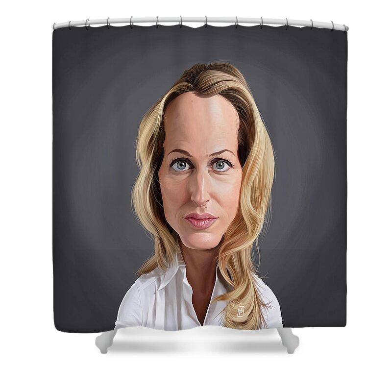 Illustration Shower Curtain featuring the digital art Celebrity Sunday - Gillian Anderson by Rob Snow