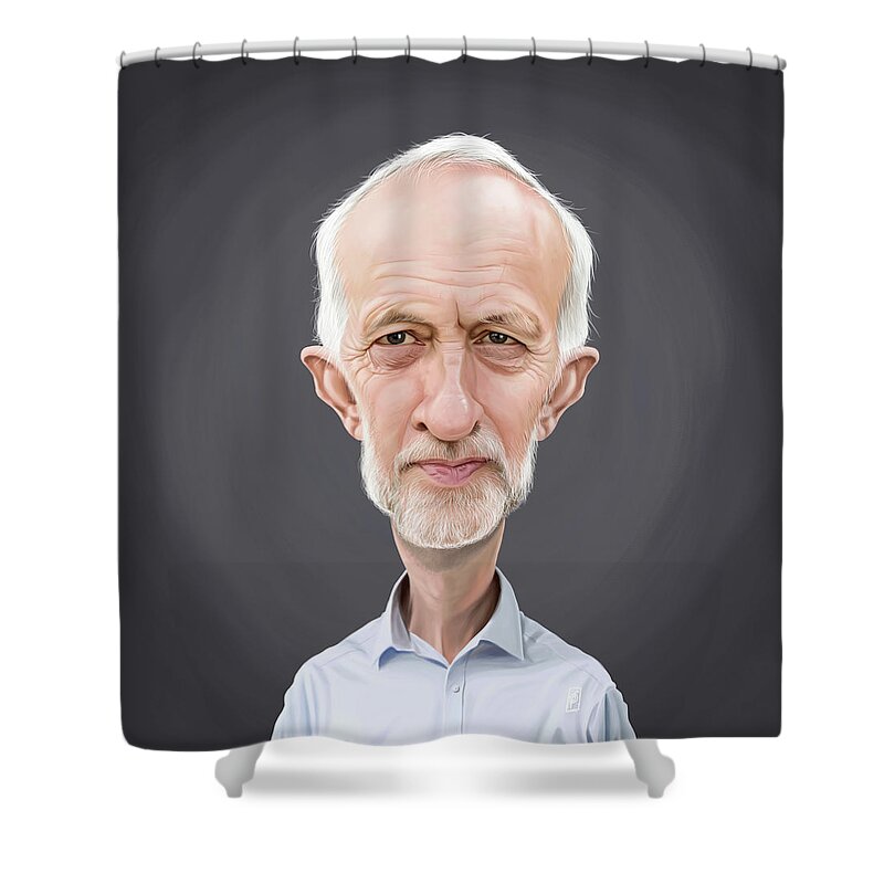 Illustration Shower Curtain featuring the digital art Celebrity Sunday - Jeremy Corbyn by Rob Snow
