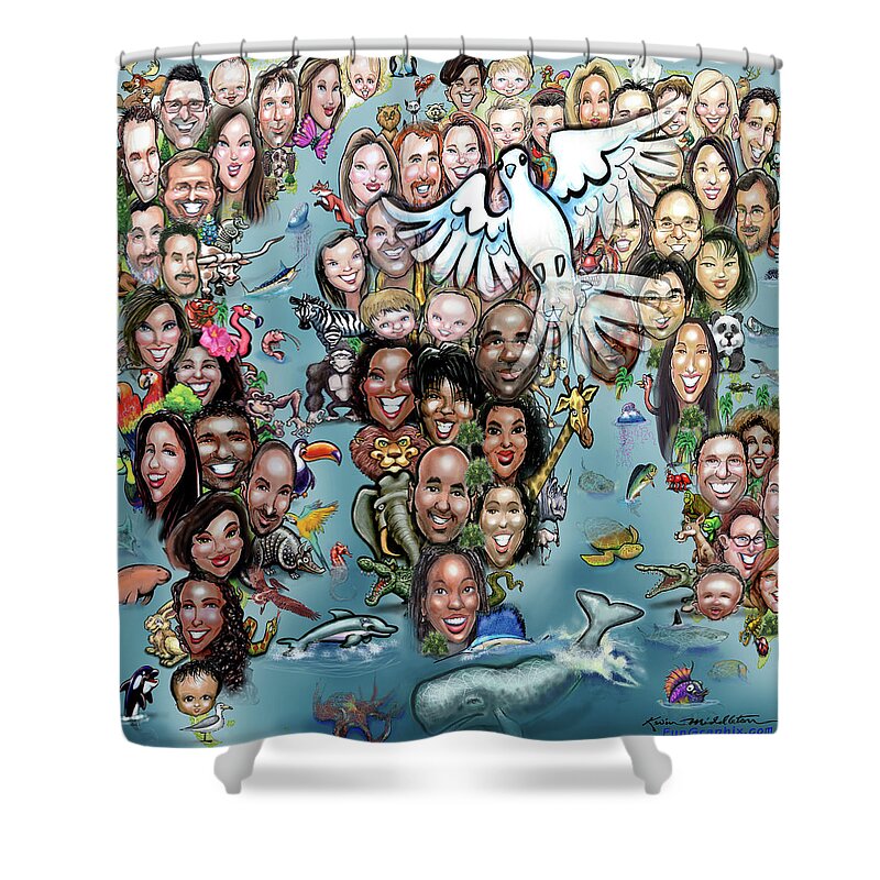International Shower Curtain featuring the digital art Earth Day by Kevin Middleton