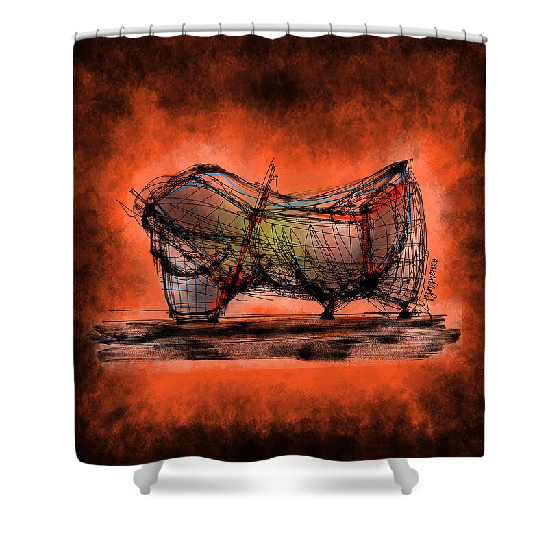 Bull Shower Curtain featuring the digital art Bullding by Ljev Rjadcenko