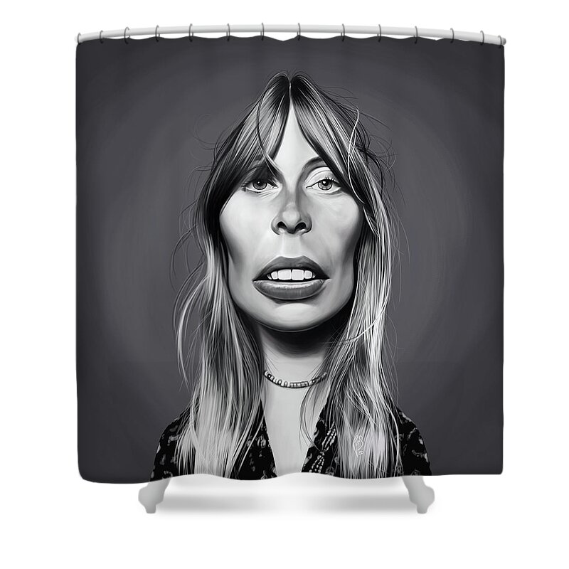 Illustration Shower Curtain featuring the digital art Celebrity Sunday - Joni Mitchell by Rob Snow
