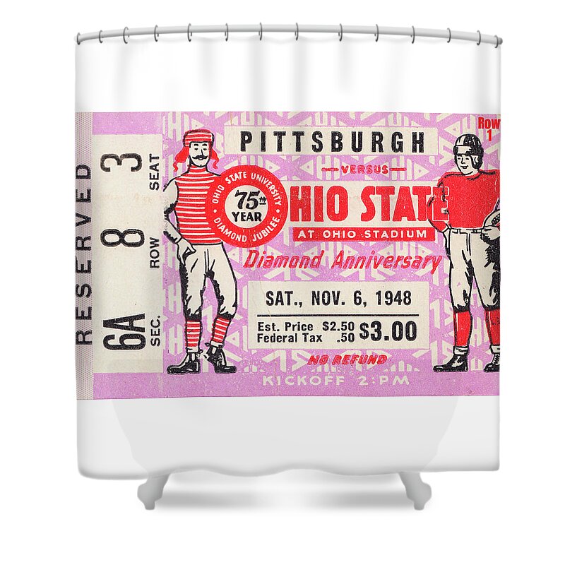 Osu Shower Curtain featuring the mixed media 1948 Pittsburgh vs. Ohio State by Row One Brand