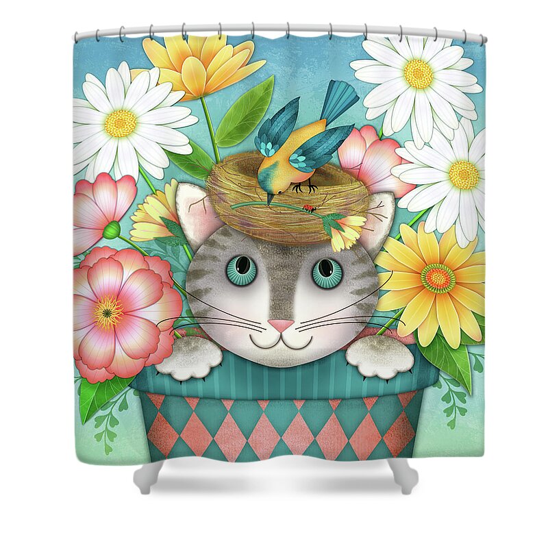 Spring Shower Curtain featuring the digital art Spring Hello by Valerie Drake Lesiak