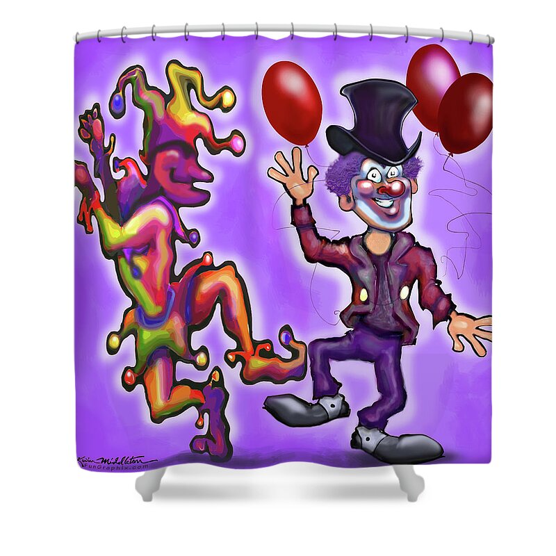 Clown Shower Curtain featuring the digital art Clowns by Kevin Middleton