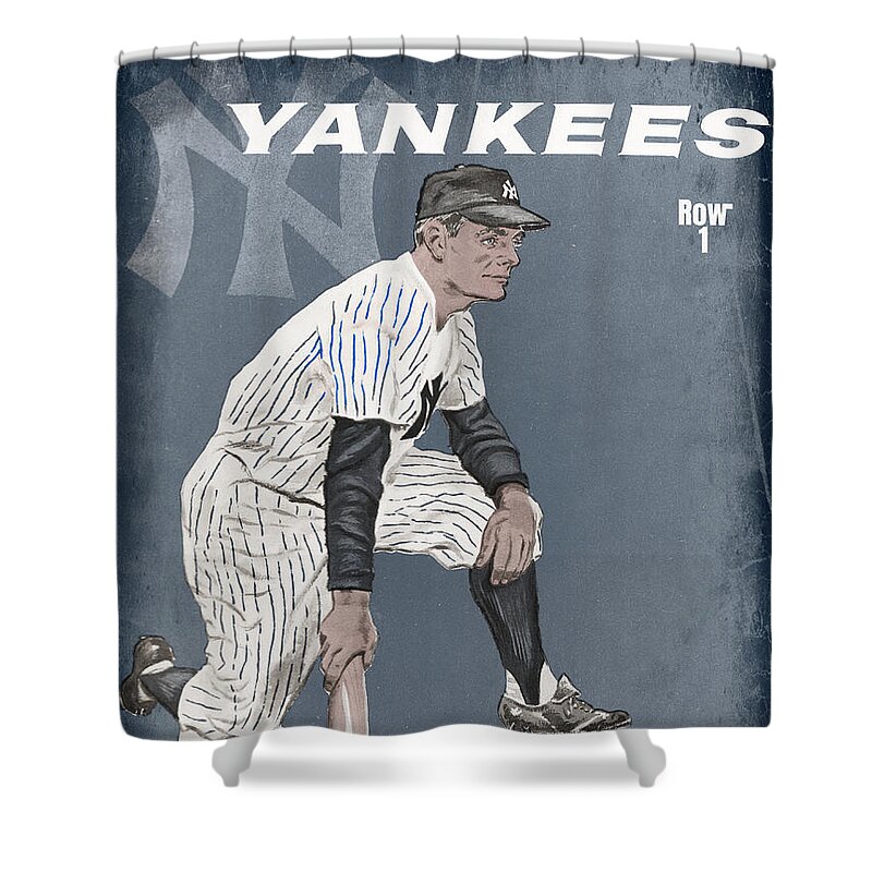 Bob Southee Shower Curtain featuring the mixed media 1958 New York Yankees Art by Row One Brand