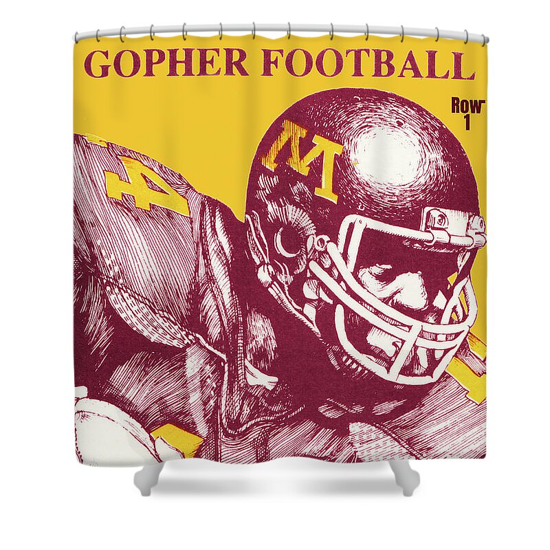 Minnesota Shower Curtain featuring the mixed media 1987 Minnesota Gopher Football Art by Row One Brand