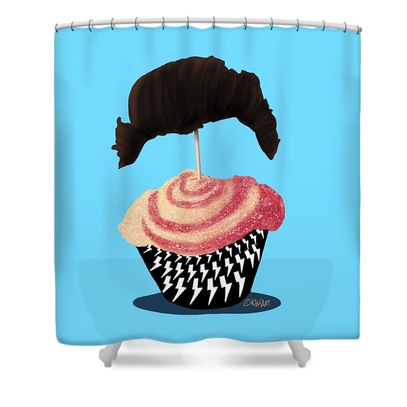 Cupcake Shower Curtain featuring the drawing David Cupcake #1 by Kim Niles